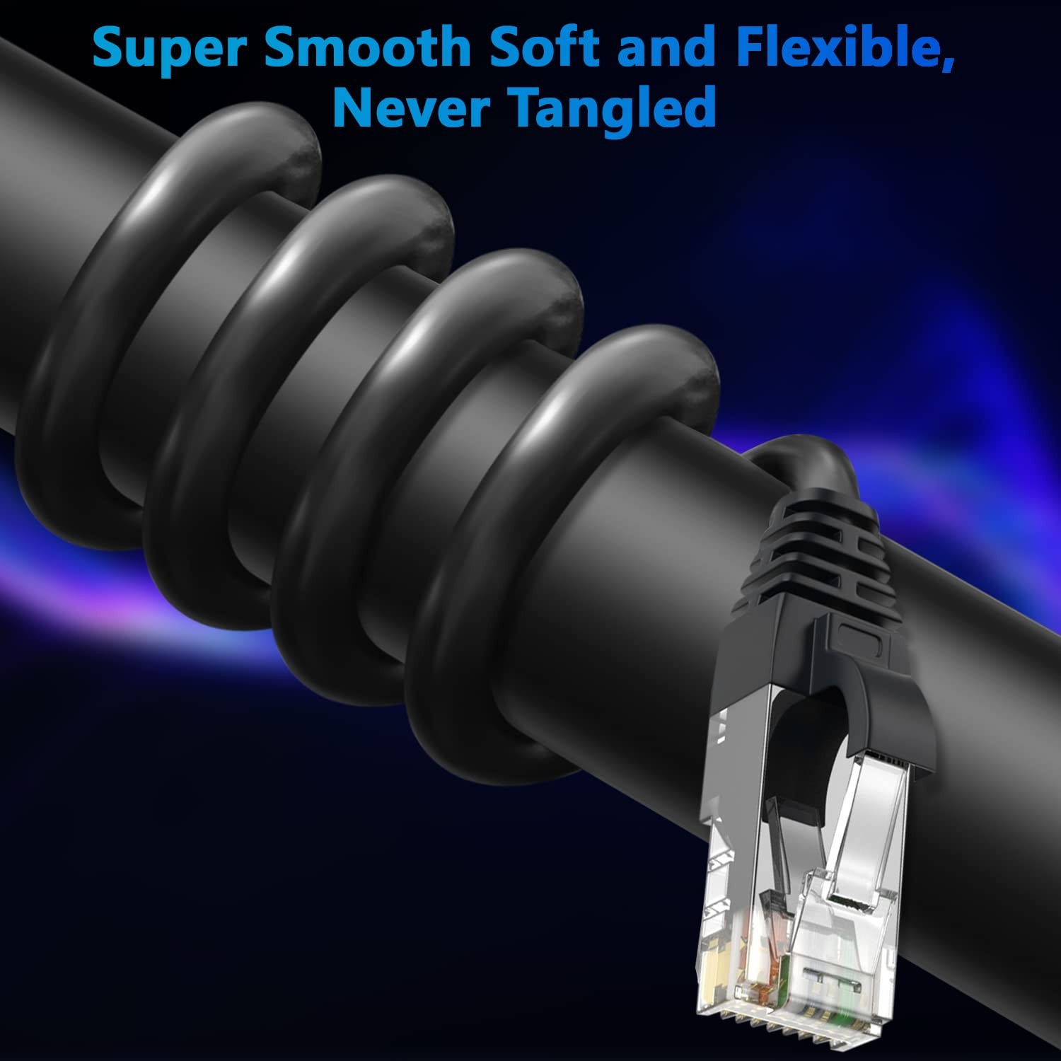 Cat 6 Ethernet Cable 150 Ft-Black, Outdoor & Indoor Snagless Long Round RJ45 …