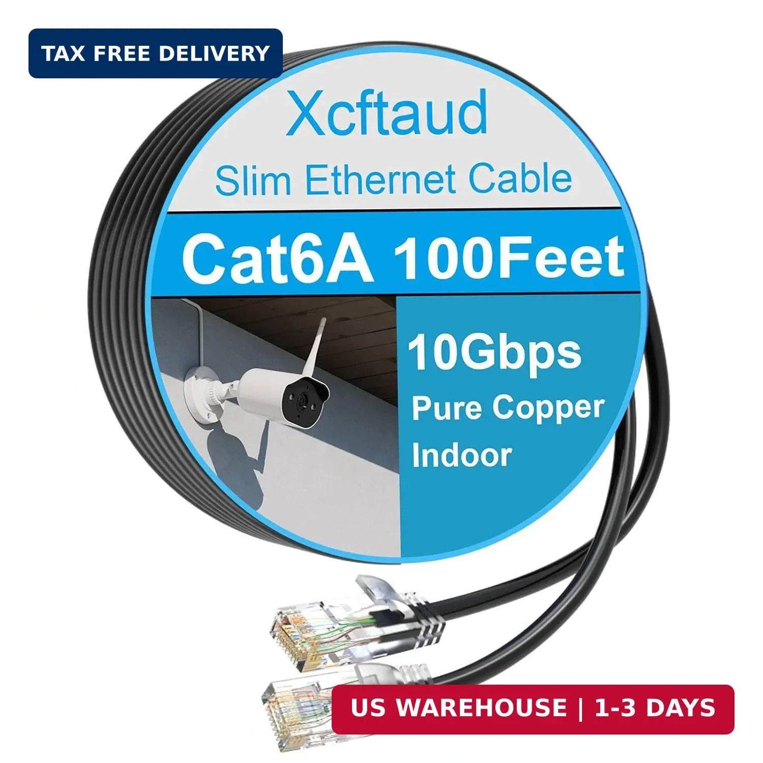 Cat 6 Patch Cable 100 feet, Slim Cat6a Ethernet Cable 10Gbps 550Mhz, UTP Pure Co