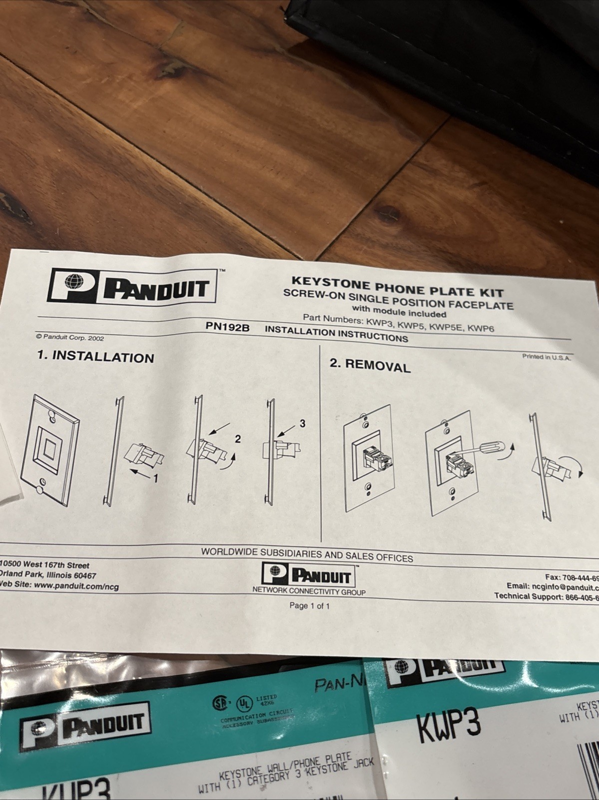 10 Panduit KWP3 Keystone Wall Phone Plate 1-Pack Category 3 Keystone Jack