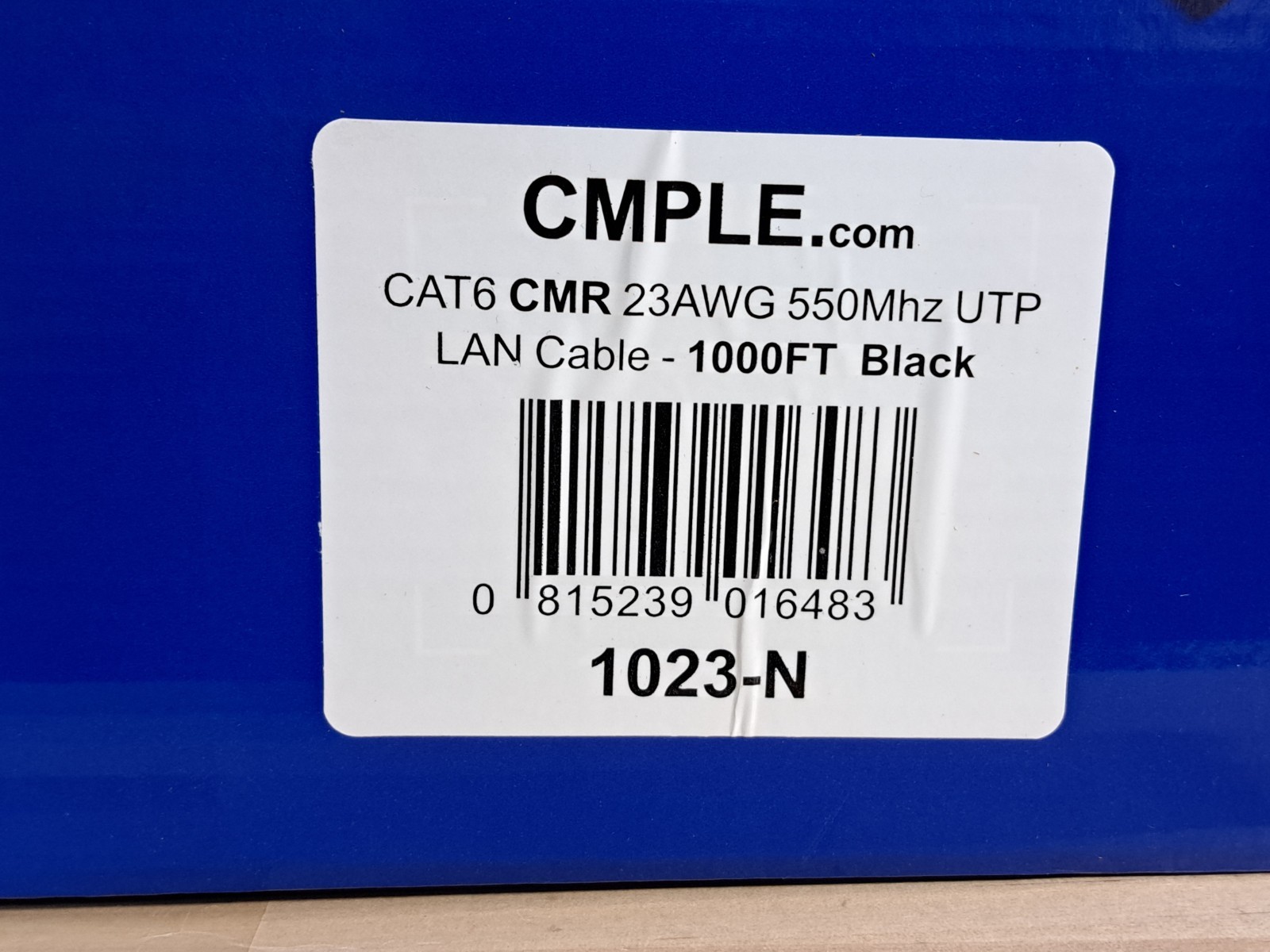 CMPLE CAT6 Cable Bulk Lan Ethernet Cable 6 Wire 1000ft Black