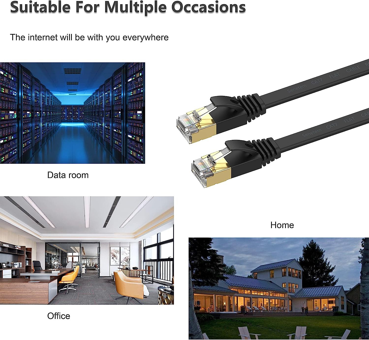Cat 7 Ethernet Cable High Speed 10Gbps 600MHz Cord LAN Cable With RJ45