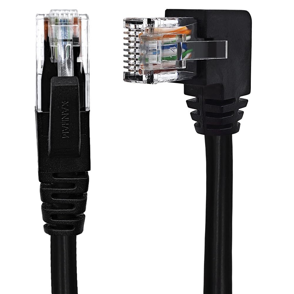 Cat6 Ethernet Cable 10ft Left Angle RJ45 LAN Patch Cord for PCs & Smart TVs