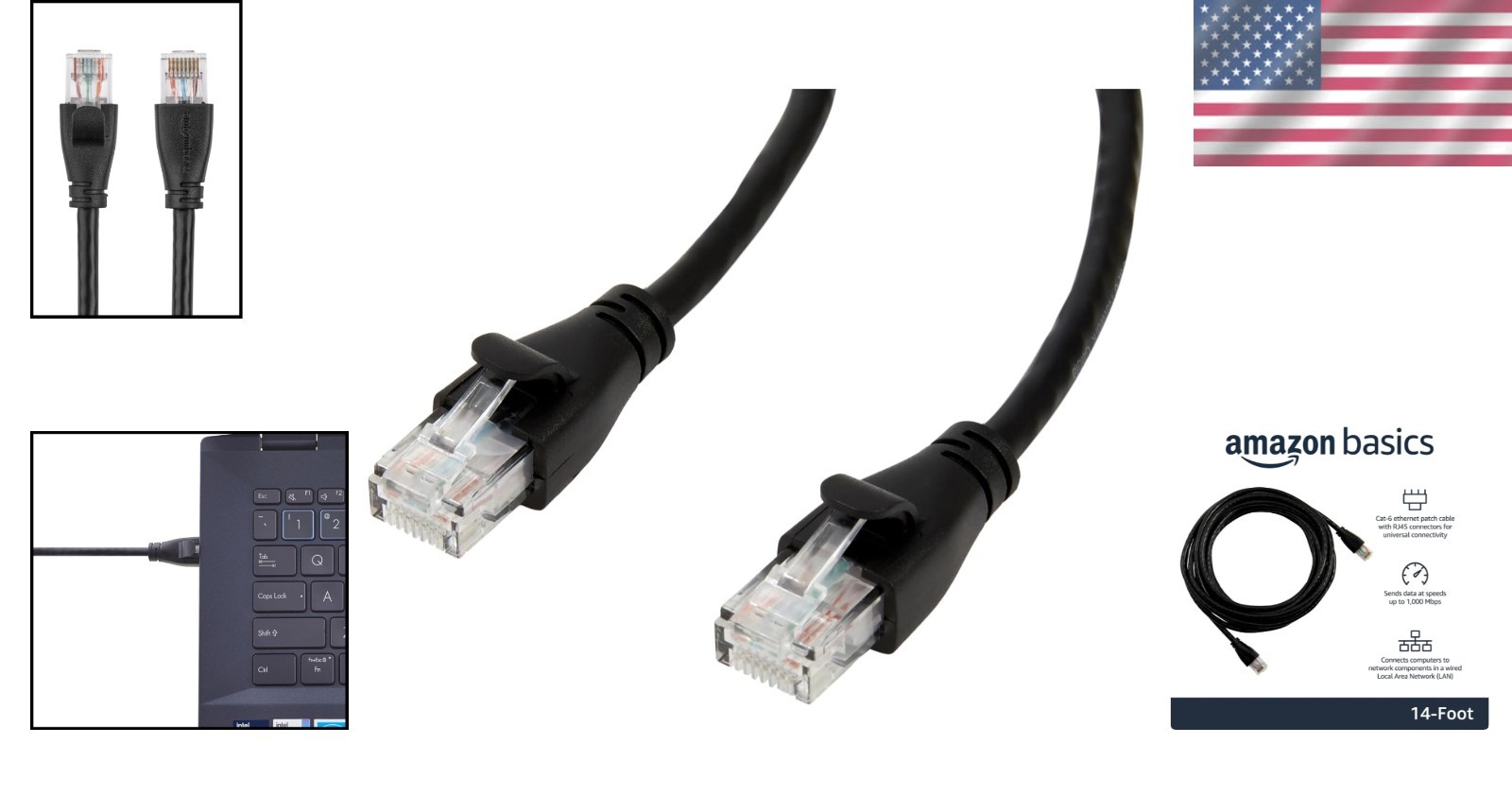 Universal 14 Foot Cat-6 Ethernet Cable Black for High Speed Internet Connection