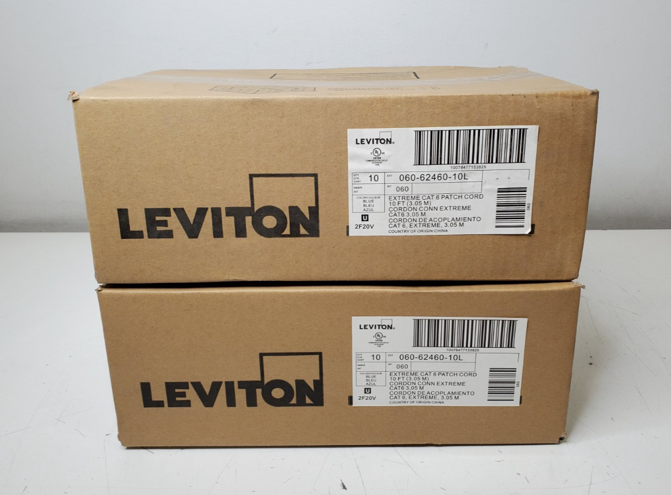 New/Sealed Lot of 20 Leviton 10ft Extreme CAT 6 Blue Patch Cord (060-62460-10L)