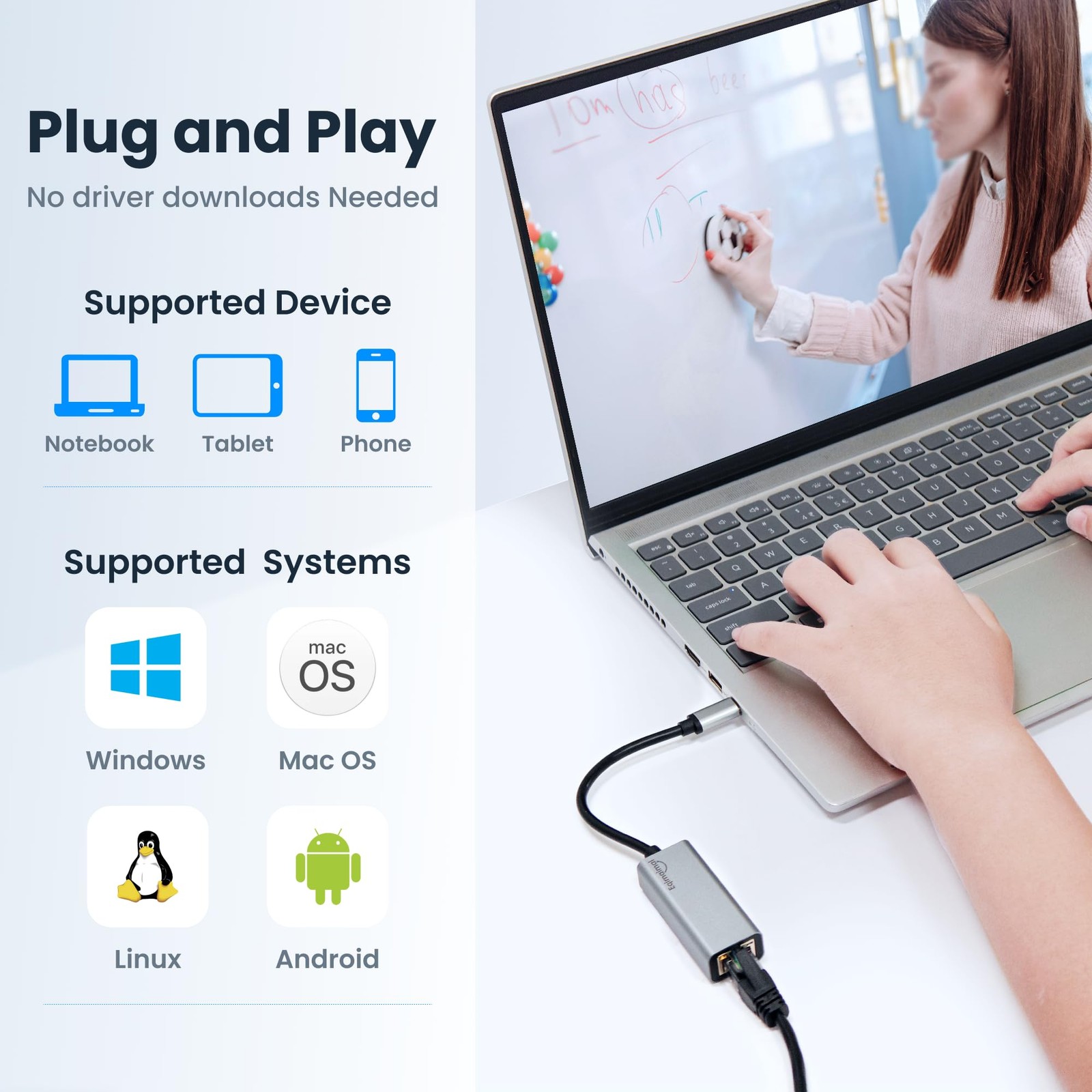 USB C to ethernet Adapter,Ethernet Usb c adapter, GRAY