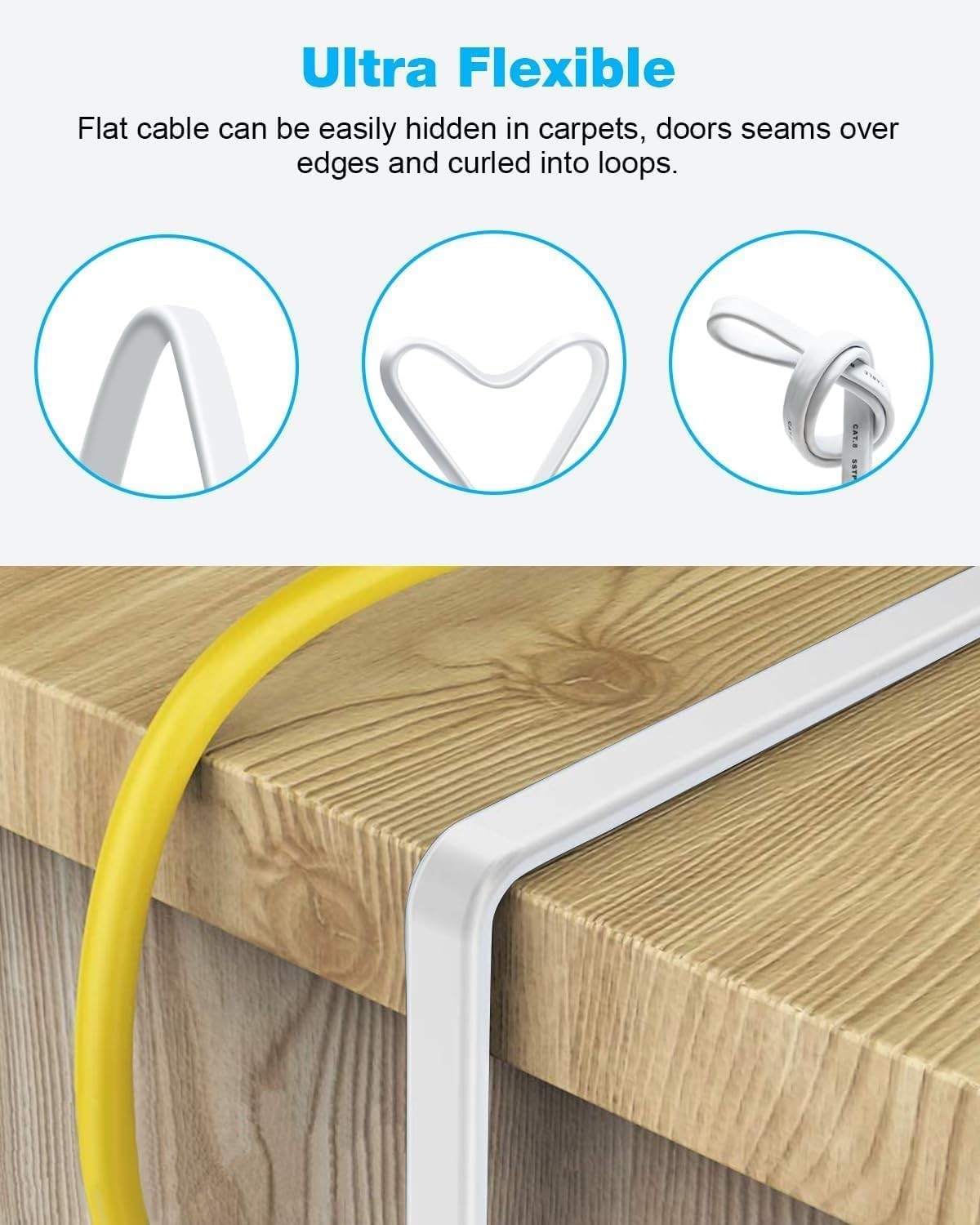 CAT 8 Flat Ethernet Cable, 1.5ft 3ft 6ft 10ft 15ft 20ft 25ft 30ft 40ft 50ft 6…
