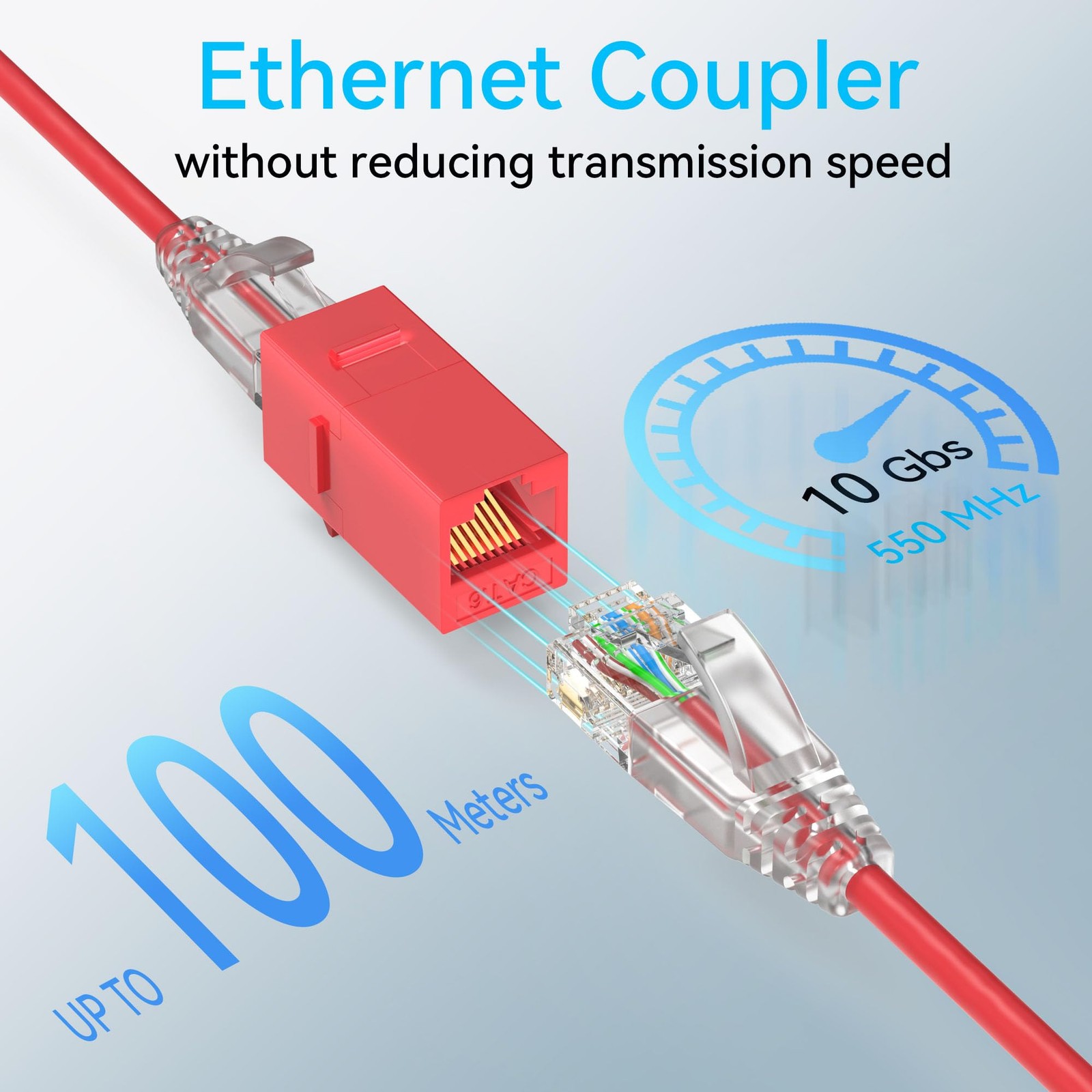 24 PCS Red CAT6 RJ45 Keystone Coupler Female To Female Inline Jack Wall Plate