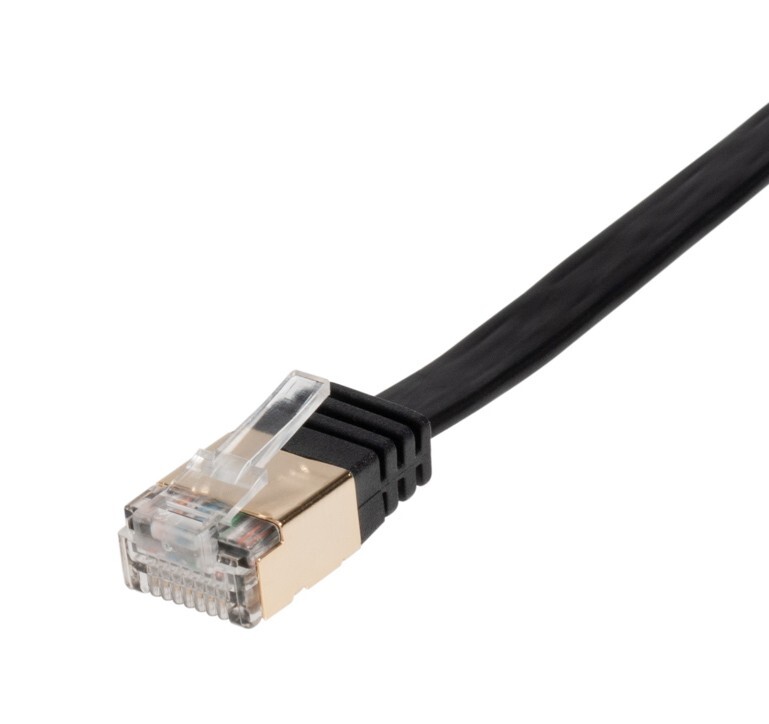 CAT7 Flat SFTP Ethernet Patch Cable 10Gbps Black Cord 6FT-100FT Multi-Pack LOT