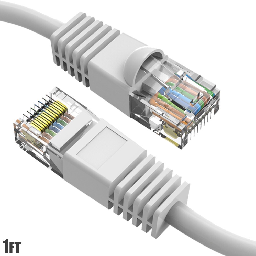 1FT Cat6 RJ45 Network LAN Ethernet UTP Snagless Patch Cable Pure Copper White
