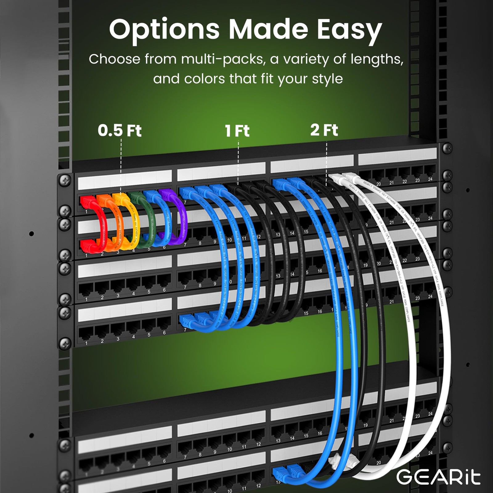 Cat 6 Ethernet Cable (10-Pack 15 Feet) Cat6 Network Patch, 10Gbps, RJ45, Snag…