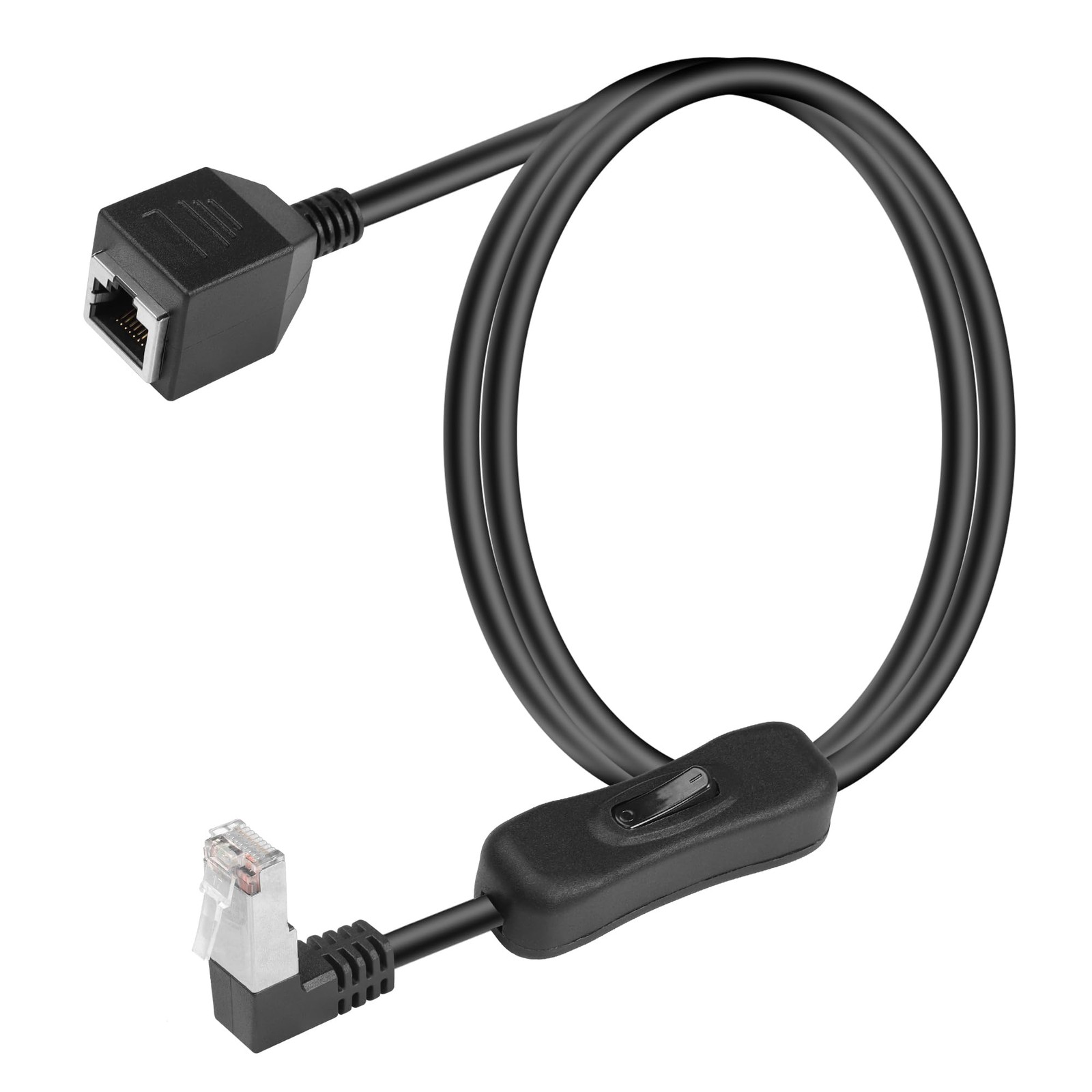 90 Degree Cat6 Ethernet Cable with 304 On/Off Switch, 1M (3.3FT), Black, High…