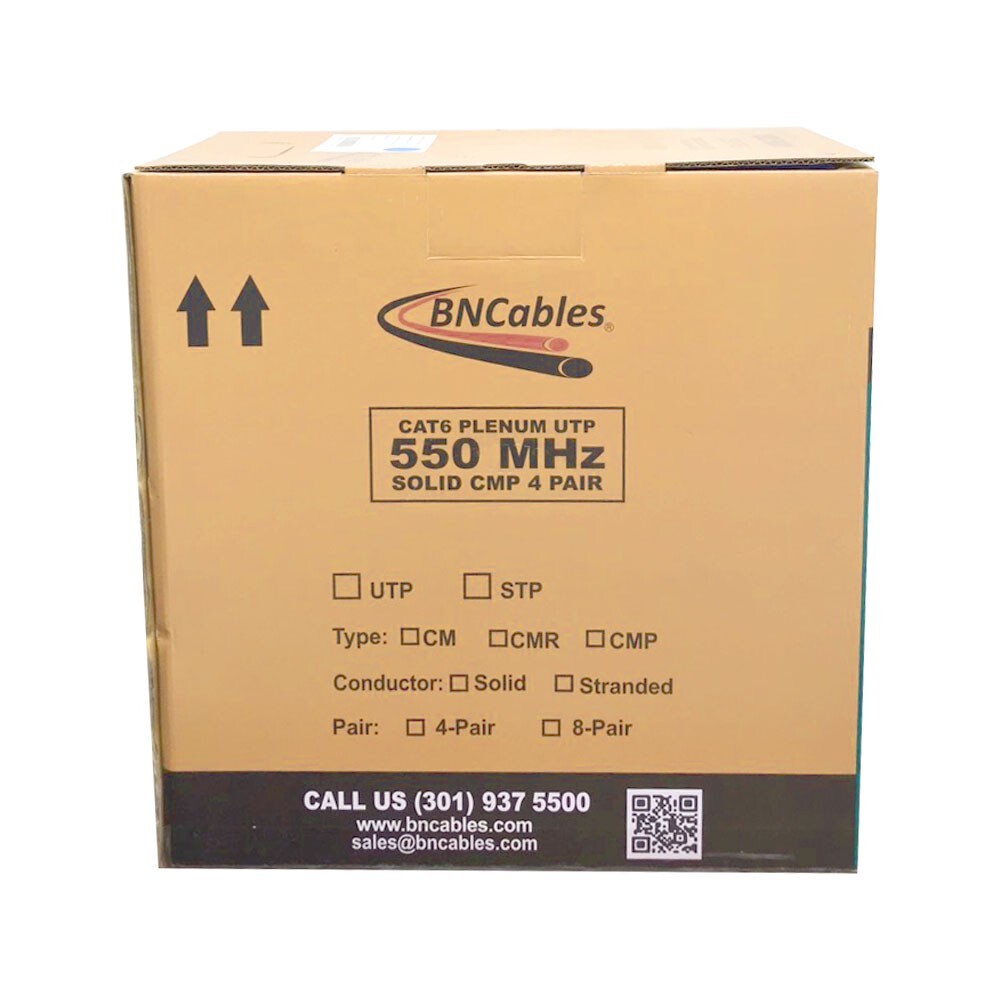 Bulk Cat 6 1000ft Cable Solid Plenum CMP Rated 550 Mhz 23 Awg Cable Green