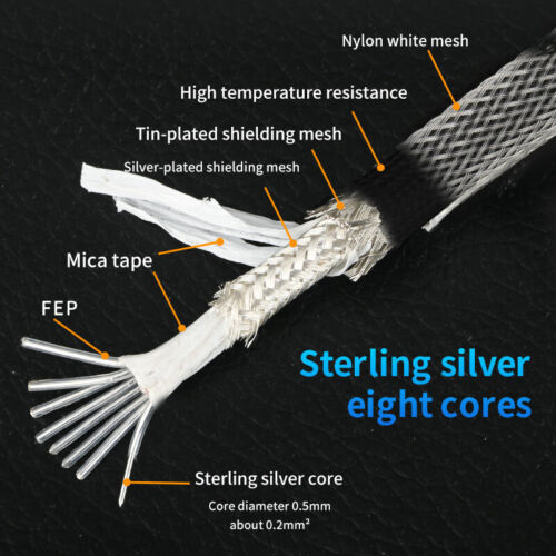Hifi Pure Silver CAT8 Ethernet Network Cable 40Gbps 2000MH RJ45 Patch Cord