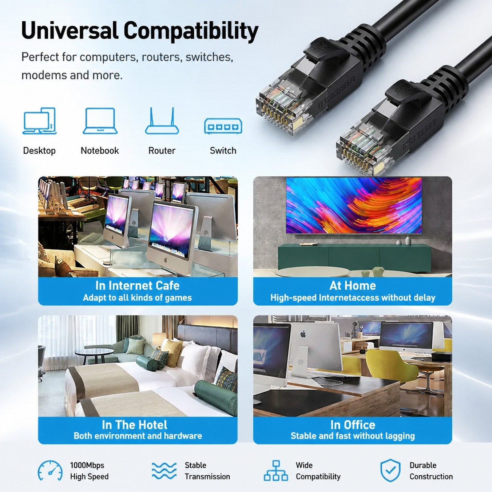 Buy Essager Cat6 Ethernet Cable UTP RJ45 Network Patch Cord for Laptop Router