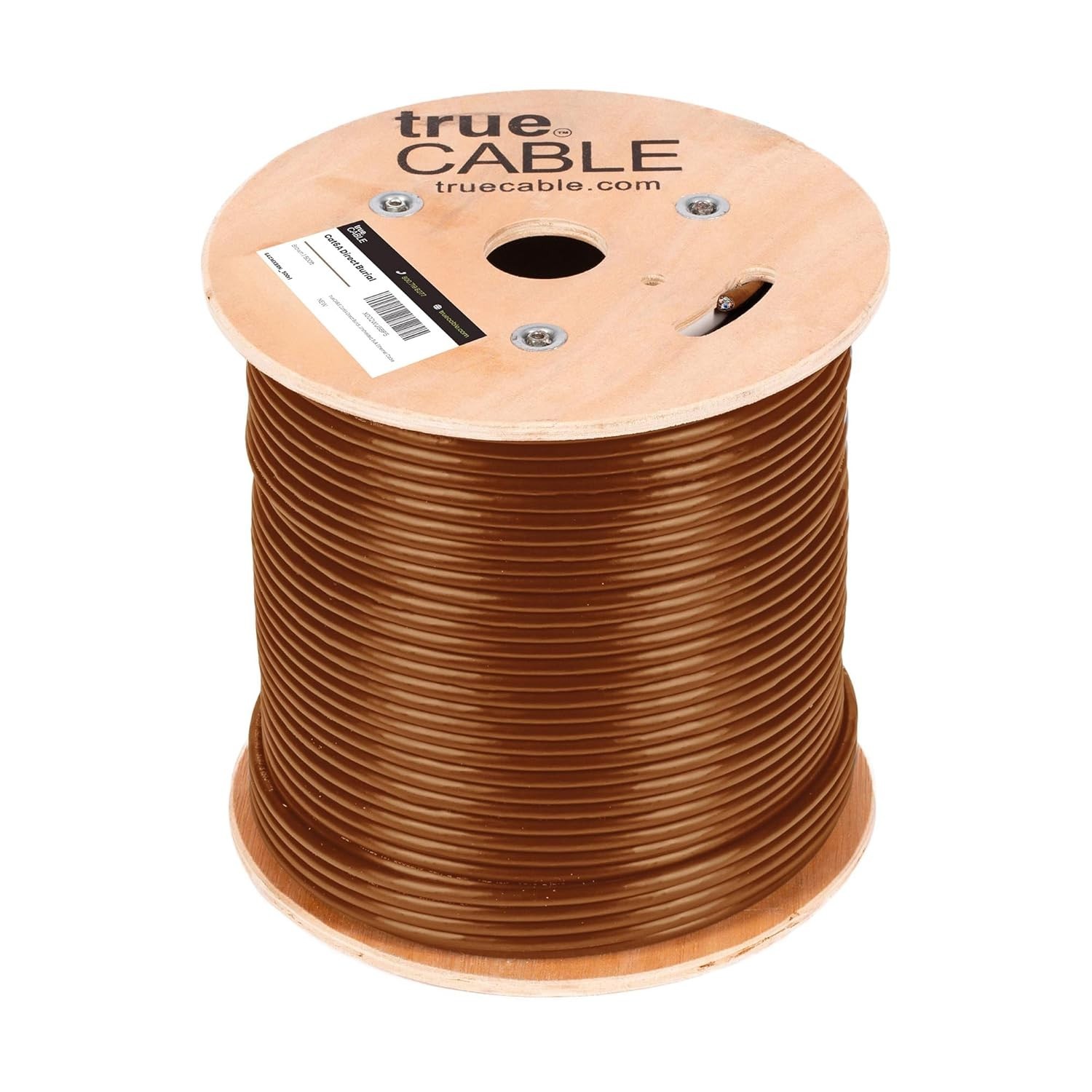 Cat6A Direct Burial Bulk Ethernet Cable, 500ft, Brown, Waterproof, Outdoor Rate