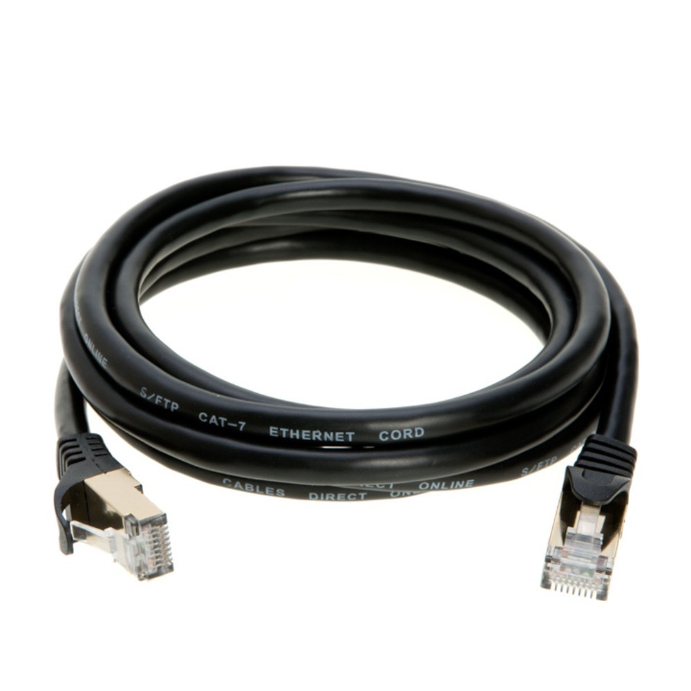 2-Pack CAT7 S/FTP Ethernet Patch Cord 600MHz Network Cable 6FT-200FT Black Lot