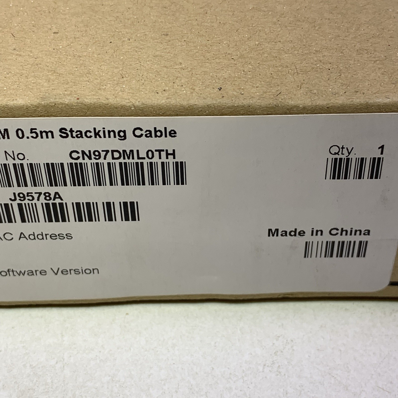 J9578A – HPE Aruba 3800/3810M 0.5M Stacking Cable CN97DML0TH New in Box