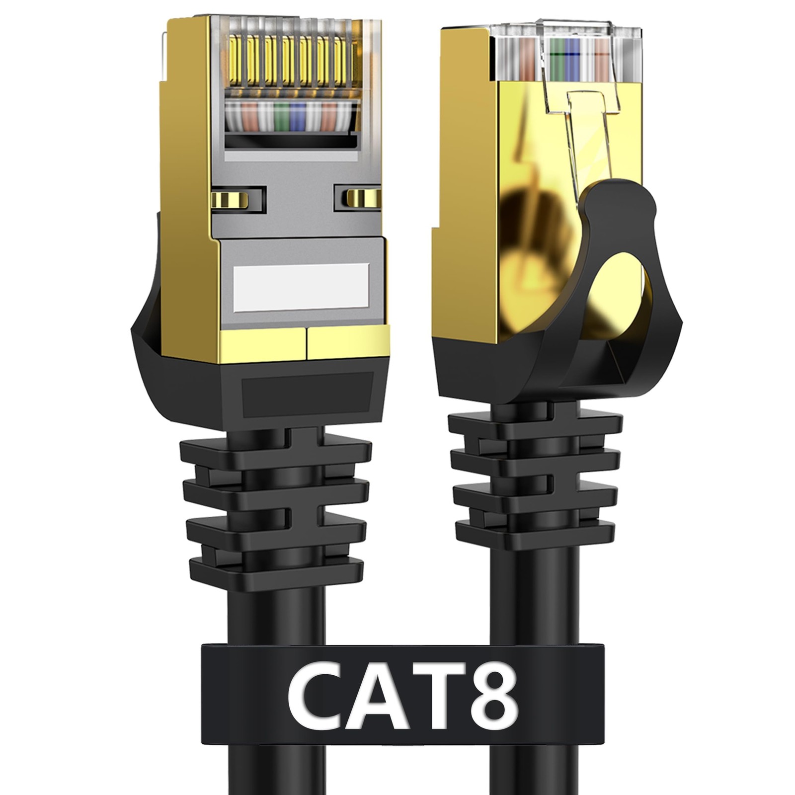 Dacrown Cat 8 Ethernet Cable 50 ft Shielded, Indoor&Outdoor, 50 ft, Black