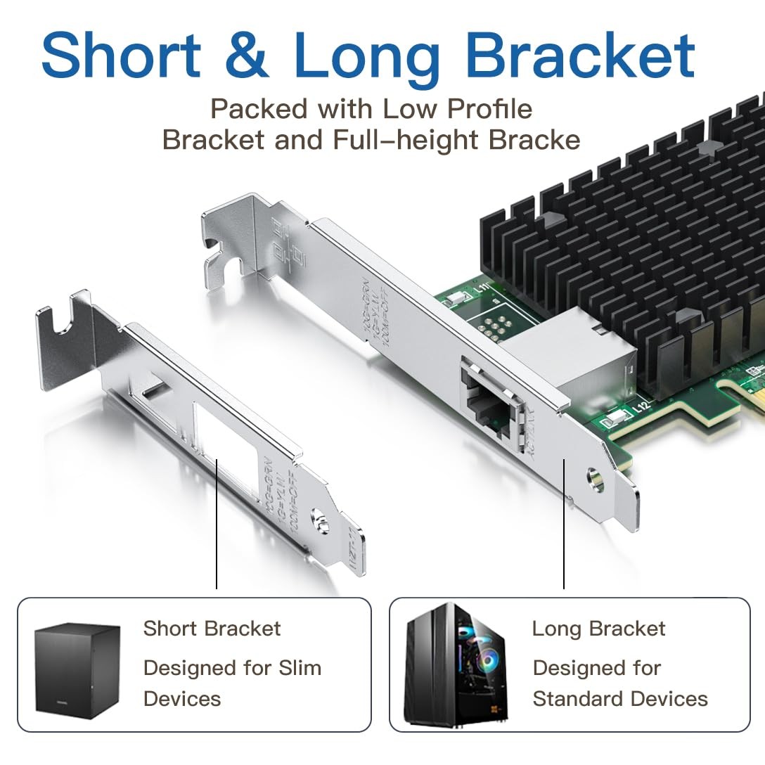 H!Fiber 10Gb RJ45 PCI-E Network Card NIC, Compare X540-10G-1T(1xRJ45), 1 Pack
