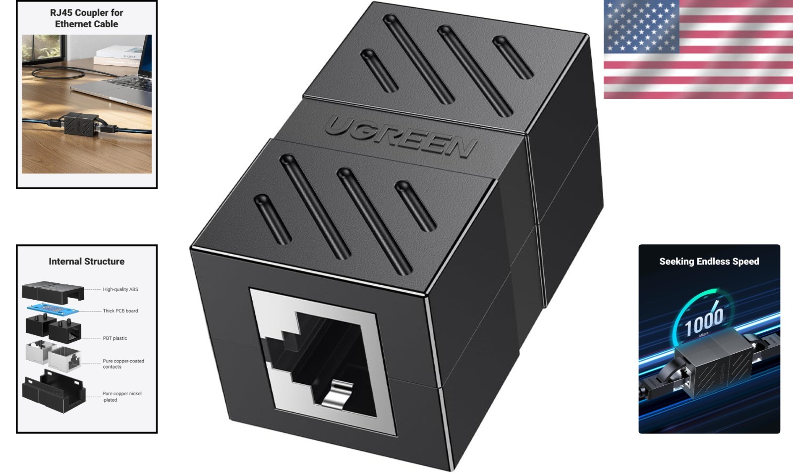 High-Speed RJ45 Ethernet Extender Coupler 1000Mbps – Universal Female to Female