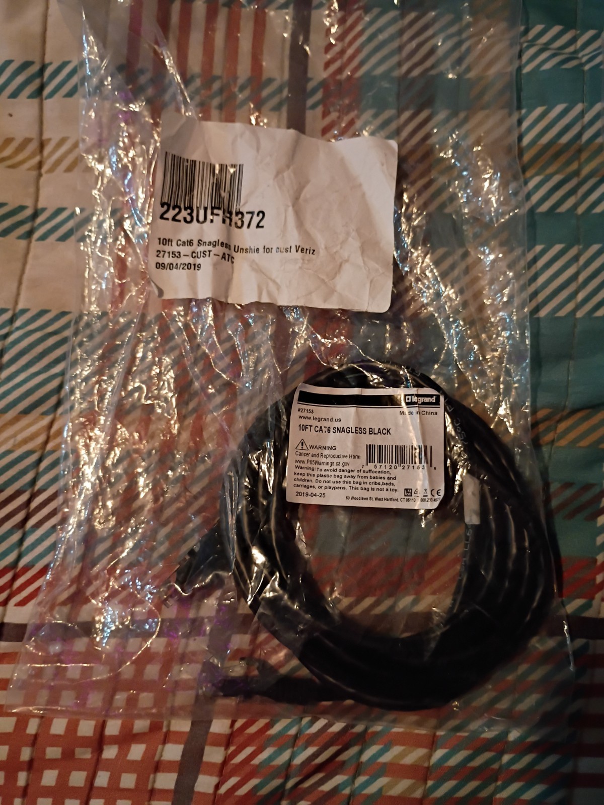 Lot of 3 C2C 5ft CAT6 Snagless UTP Cable Black ( See Description)