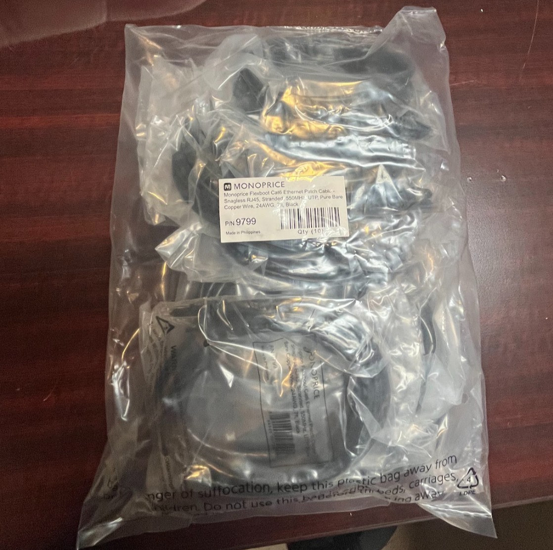 Lot of 12 Packs Monoprice 9799 7ft Cat6 FLEXboot Ethernet Cable (120 Total)