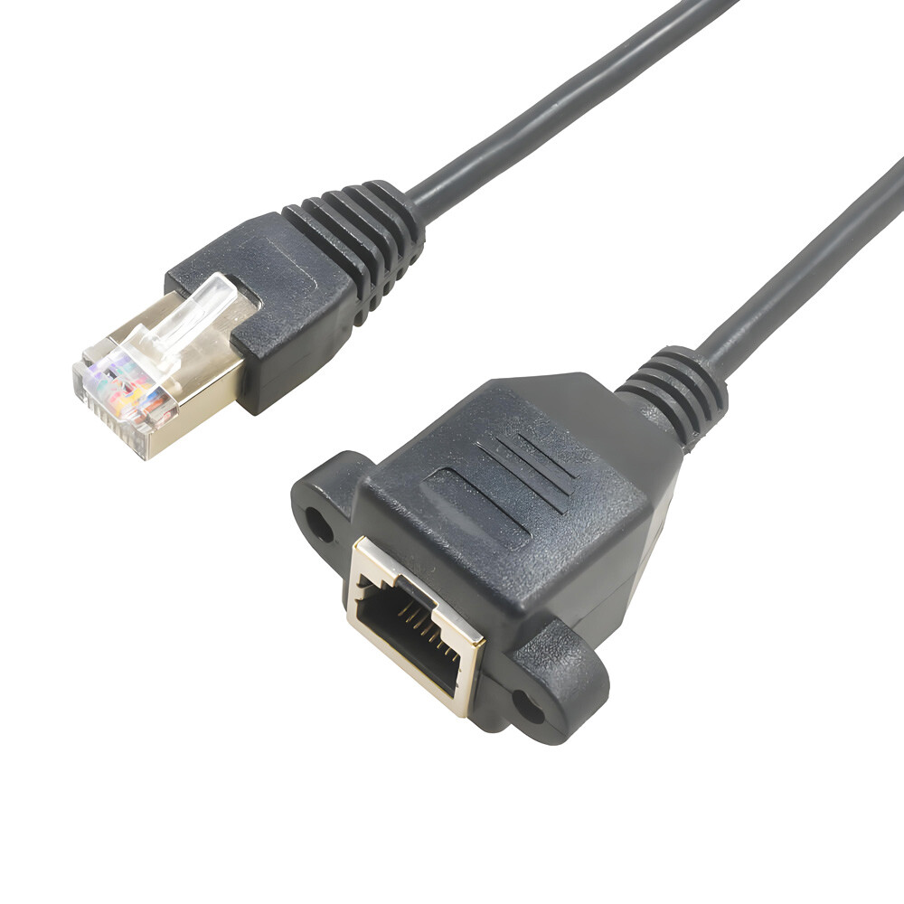 RJ45 Male to Female Ethernet Network Screw Panel Mount Extension Cable 0.3m -3m