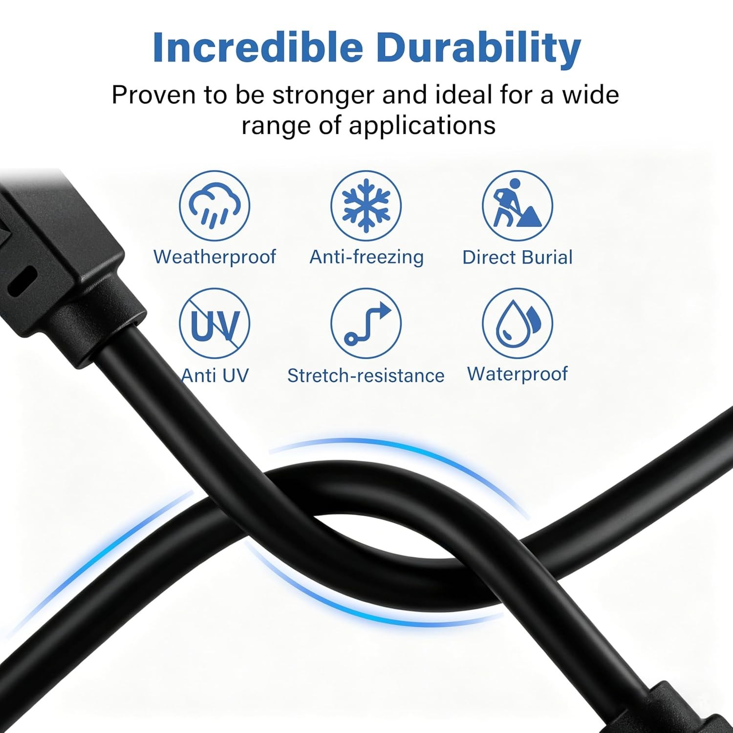 150ft Waterproof Cat6 Ethernet Cable Indoor Outdoor Heavy Duty 10Gbps