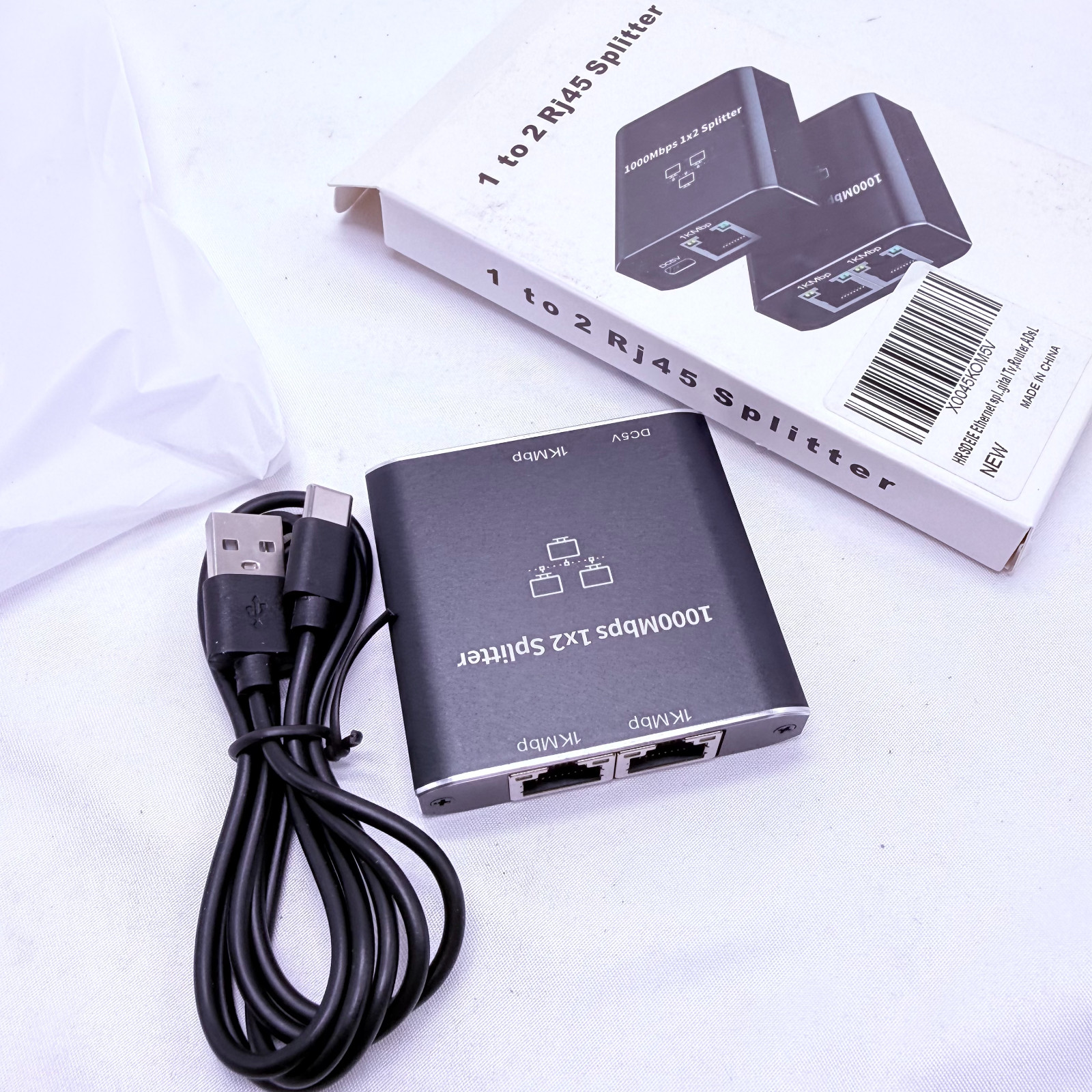 RJ45 Gigabit Ethernet Splitter 1000Mbps LAN Network Internet 1 to 2 Out Adapter