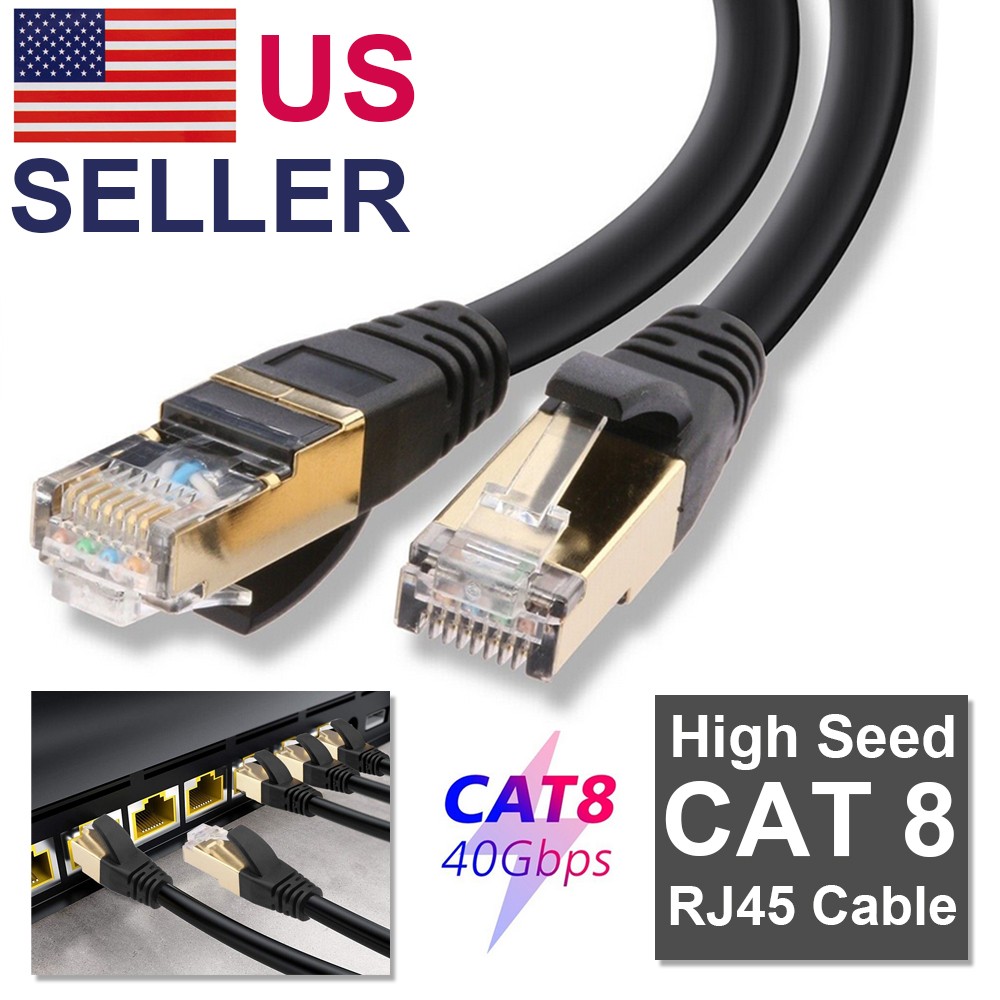 CAT 8 Ethernet RJ45 LAN Cable High Speed 40Gbps Patch Network Gold Plated 6-50ft