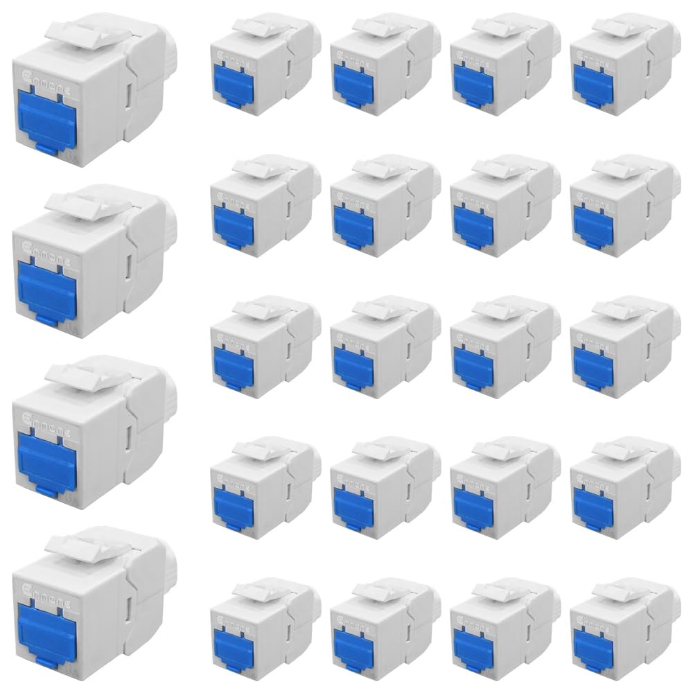 24 PCS Cat6 Keystone Jack RJ45 ToolLess White Fits Cat5/Cat5e/Cat6/Cat6A
