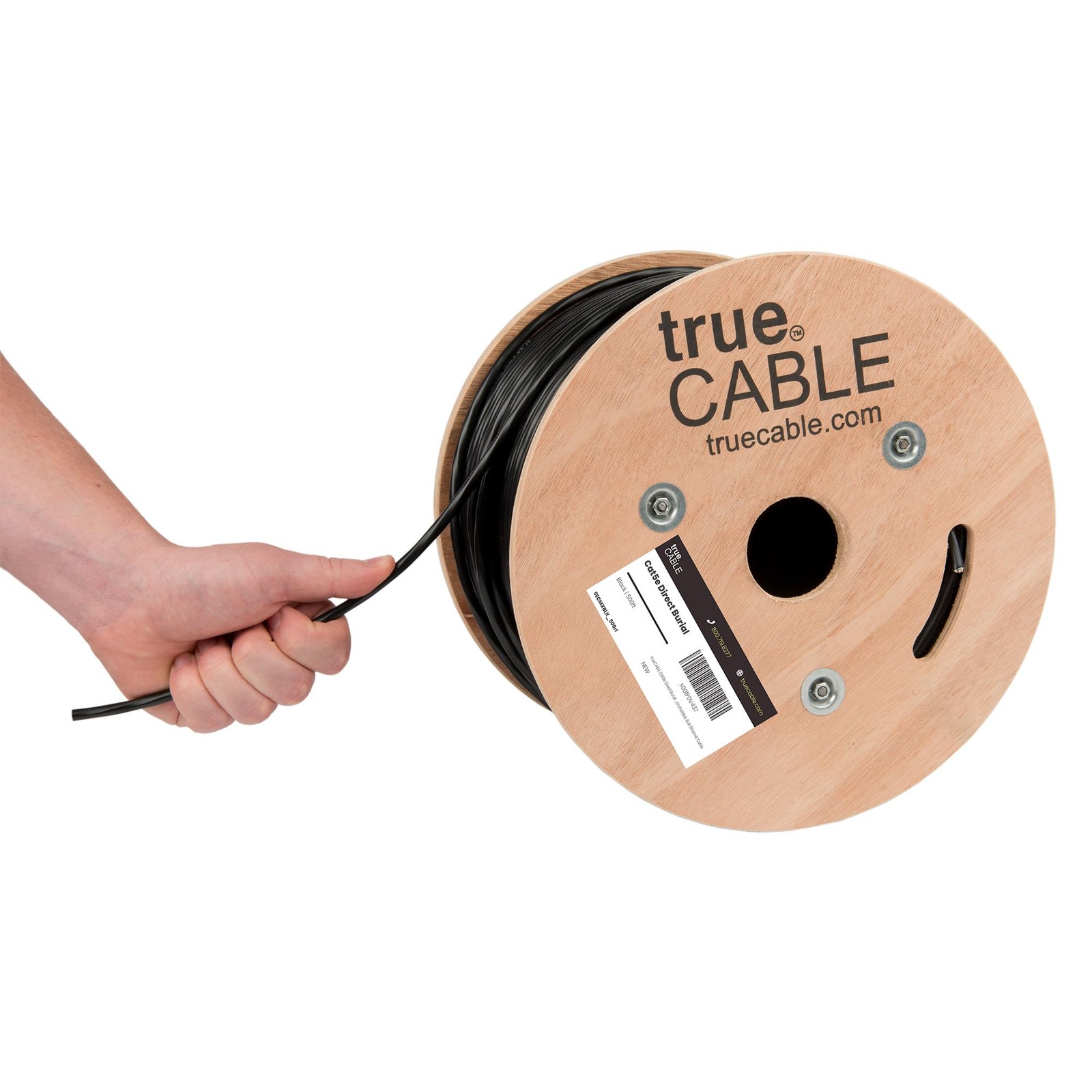 TRUE CABLE Cat5e Direct Burial Bulk Ethernet Cable, Unshielded 500ft, black