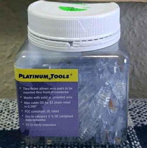 Platinum Tools 202015J EZ-RJ45 Cat5e Connectors EZ-RJ45 Strain Reliefs Read Desc