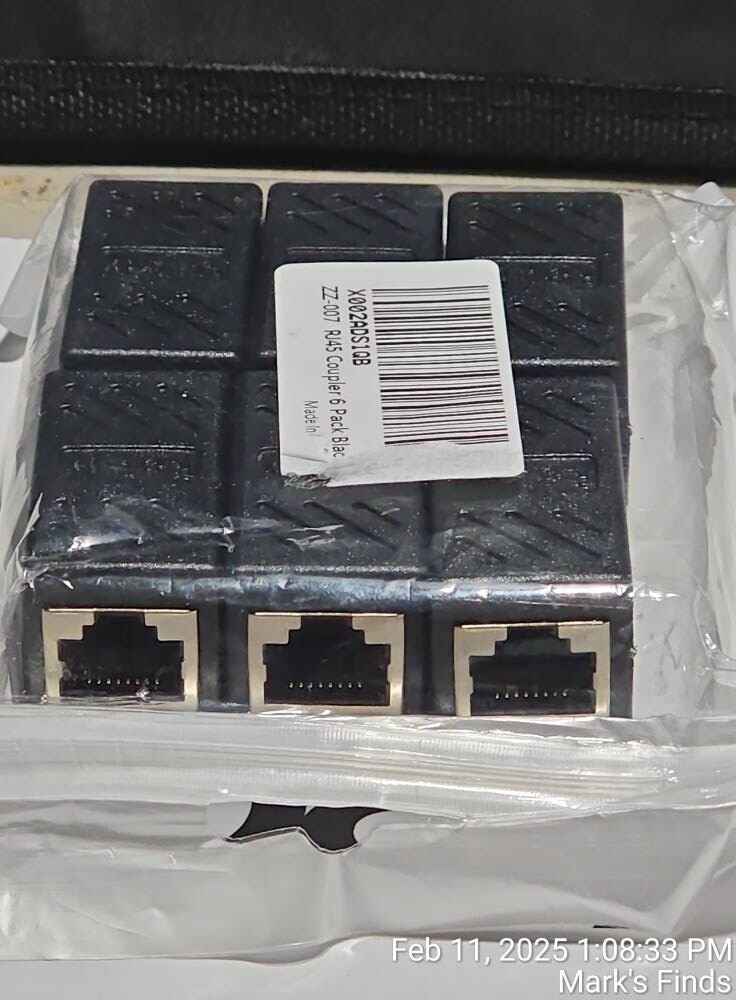 RJ45 Coupler 6 Pack Cat8 Cat7 Cat6 Cat5E Female to Female Ethernet Adapter Black