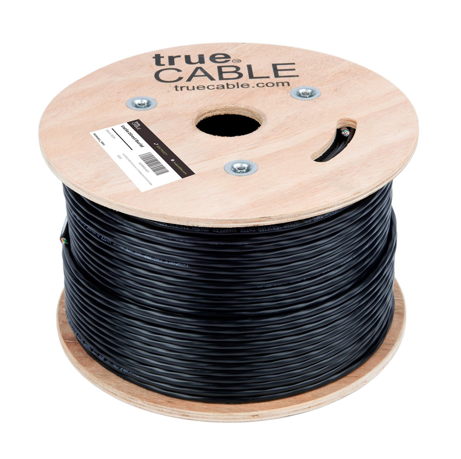 TRUE CABLE Cat5e Direct Burial Bulk Ethernet Cable, Unshielded 500ft, black