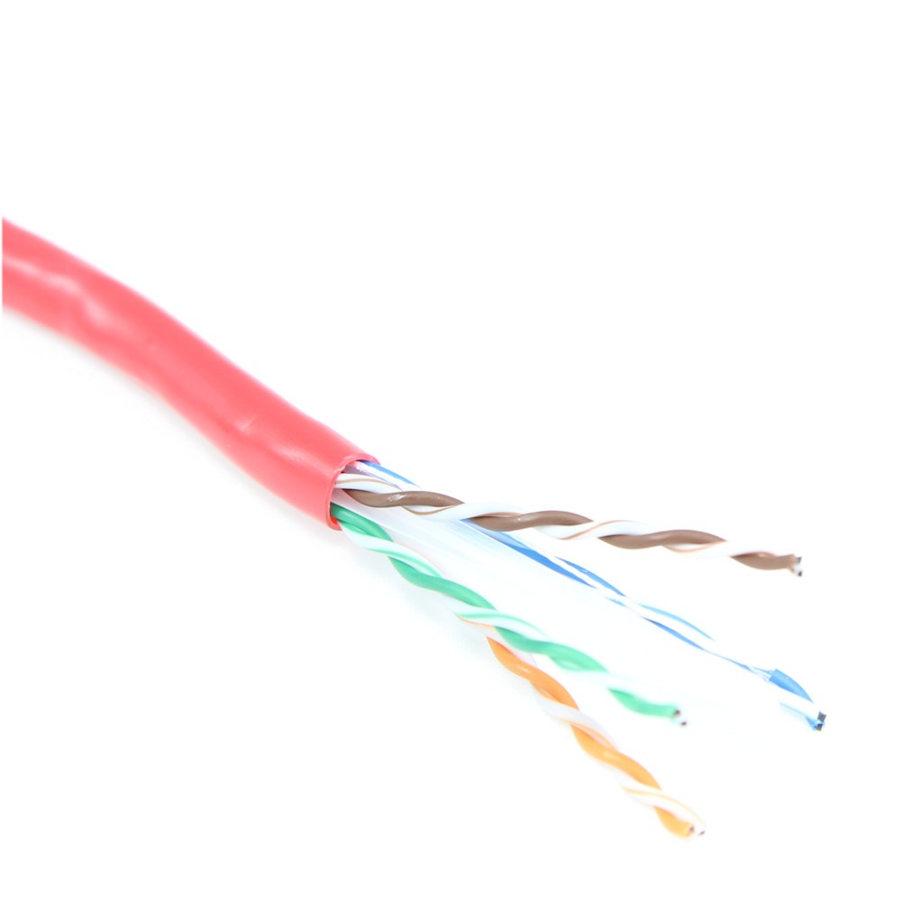 1000ft CAT6E Bulk Network Cable UTP/CMR 550Mhz Unshielded Solid Red