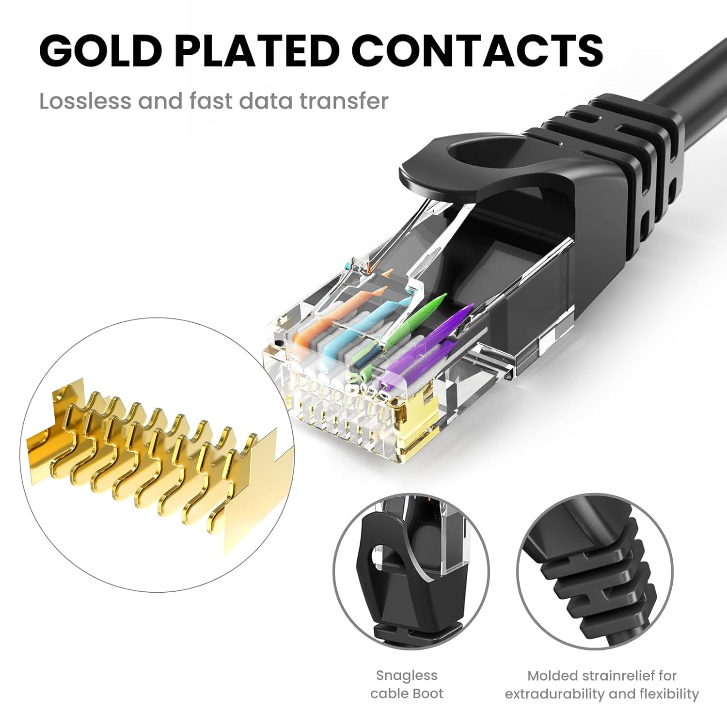 Cat 6 Ethernet Cable 6 FT (10 Pack), Cat6 Patch Cable, High Speed 10Gbps 500Mhz