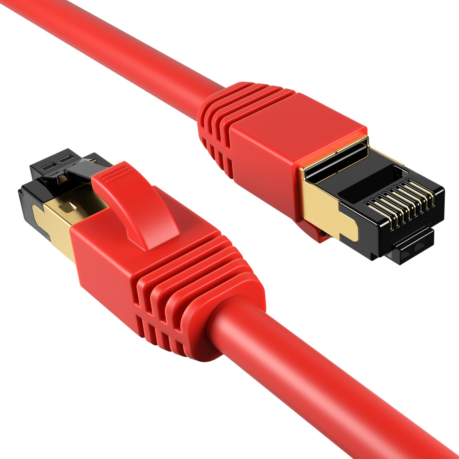Cat8 Red 7FT SFTP Ethernet Patch Cable 40Gbps 2000Mhz 26AWG Shielded RJ45