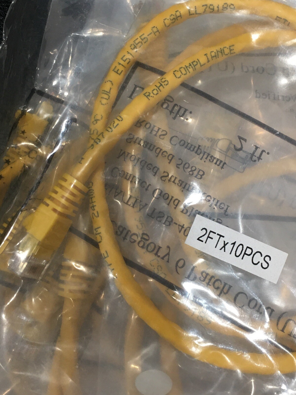 Cat.6 Patch Cable – Category 6 for Network 2ft Yellow. 10 Pack