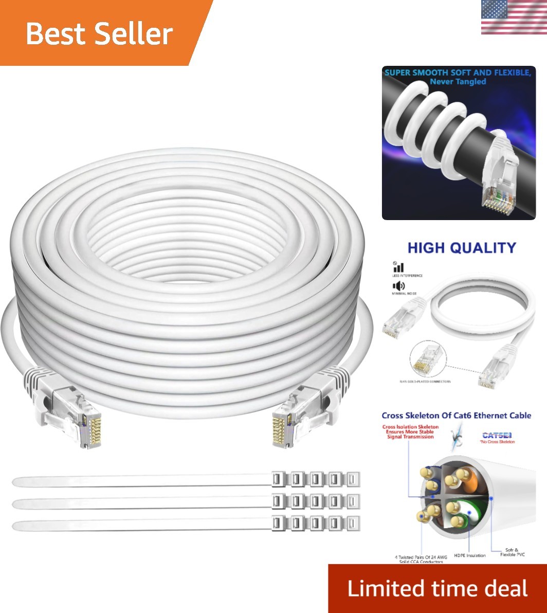 300 Ft Cat 6 Snagless Ethernet Cable – Durable POE Compatible Network Connection
