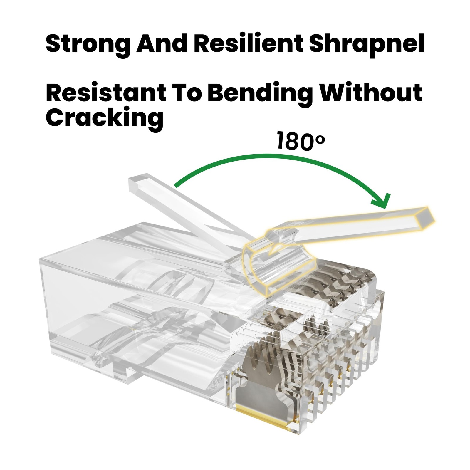 100 PCS Cat 6 PassThrough RJ45 Connectors Gold Plated UTP Ethernet Crimp