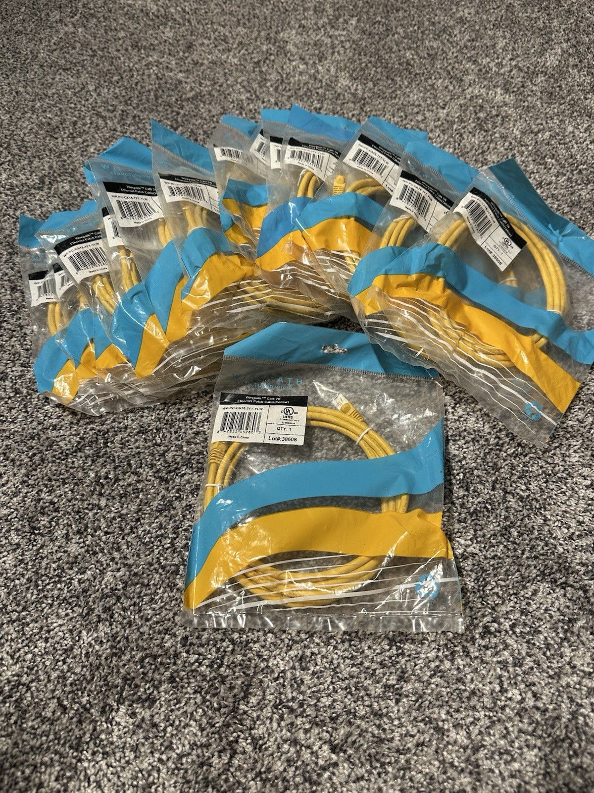 Lot of 16 WIREPATH CAT6 7ft Ethernet Patch Cables Yelllow WP-PC-CAT6-7FT-YLW