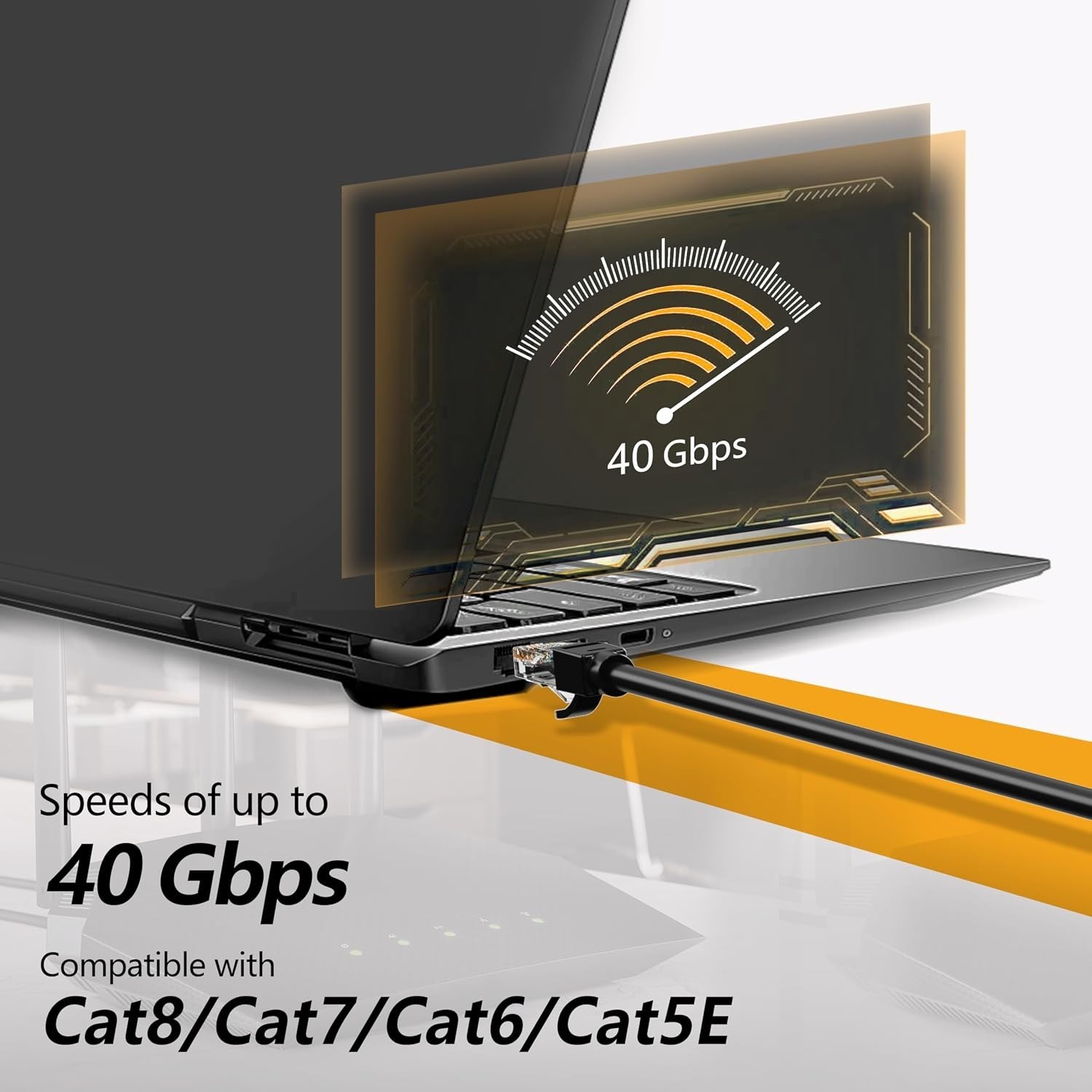 150ft Waterproof Cat6 Ethernet Cable Indoor Outdoor Heavy Duty 10Gbps