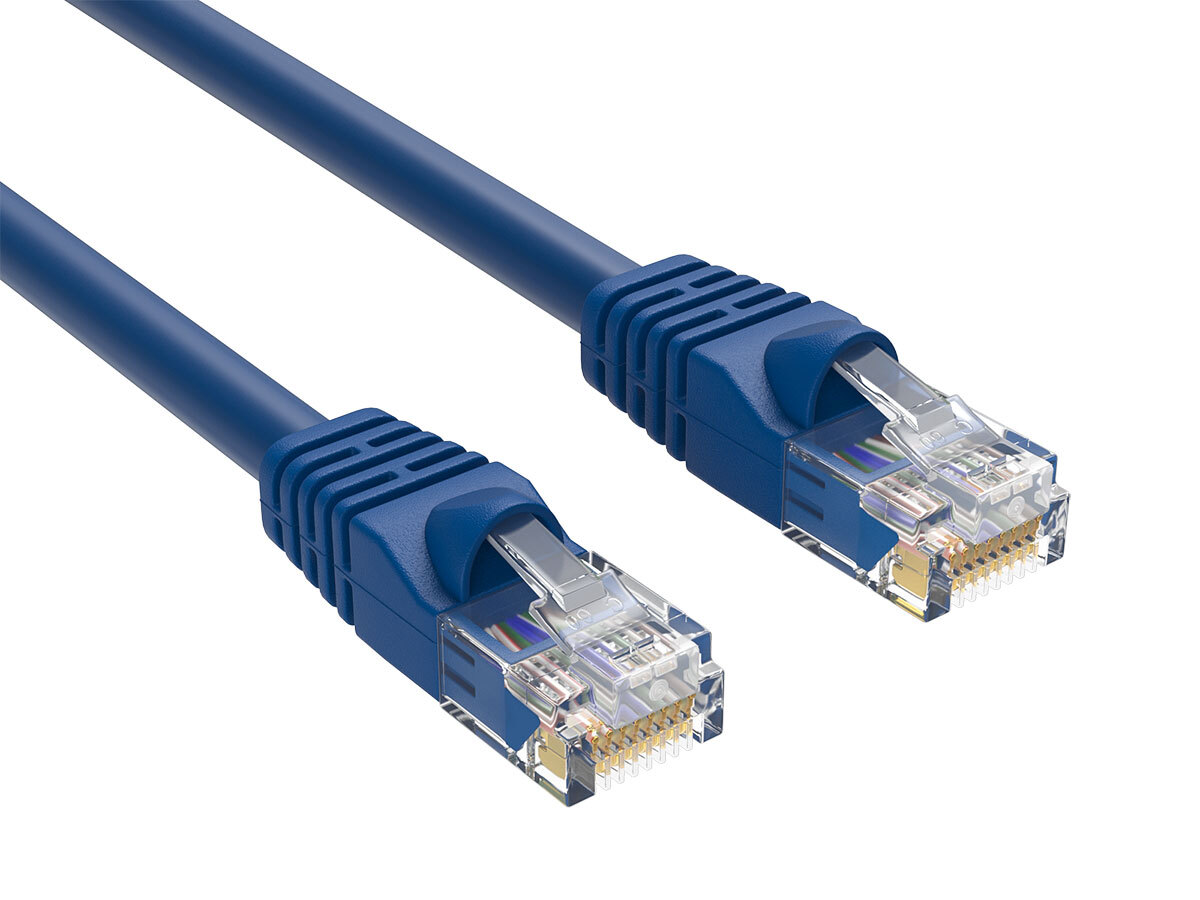 12ft Cat6 UTP Ethernet Network Patch Cable Snagless 24AWG Bare Copper, Blue