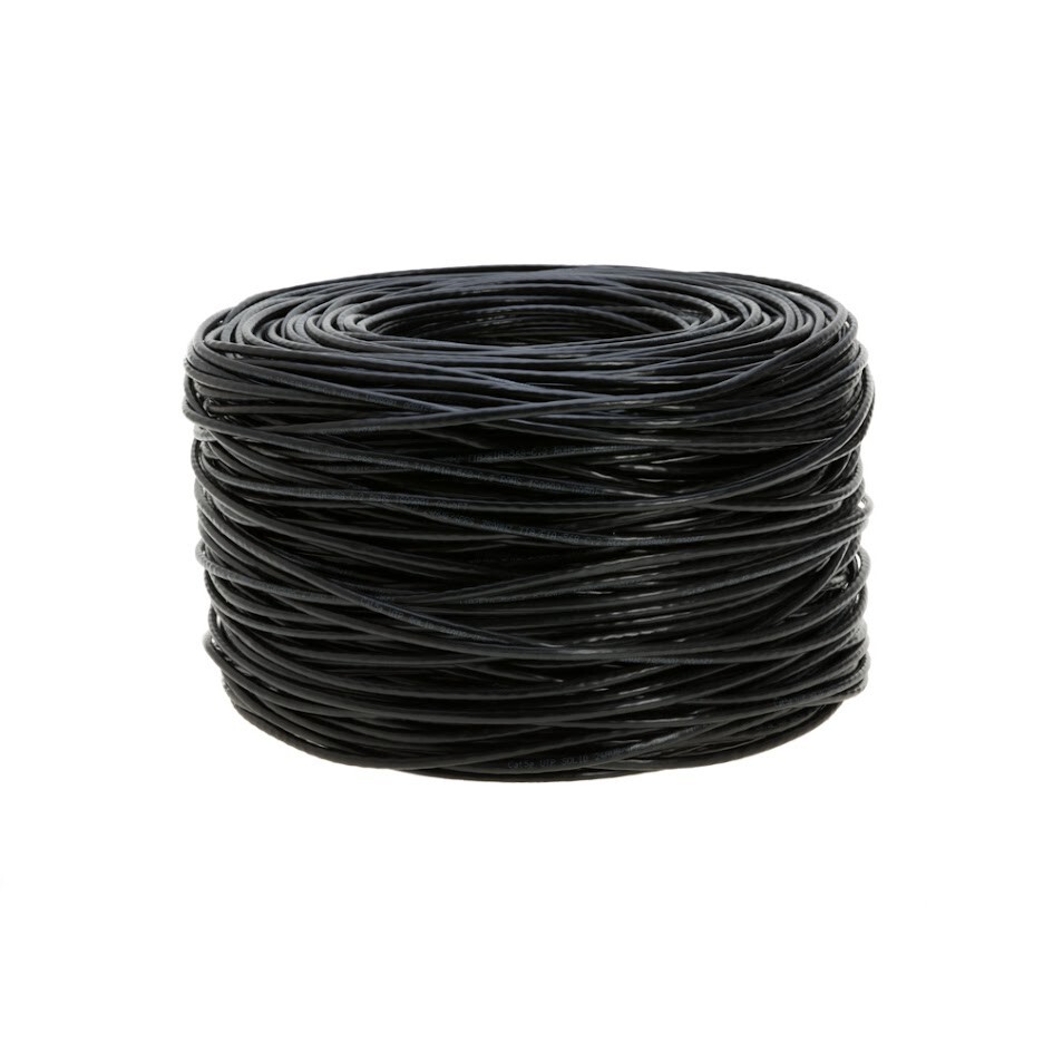Shielded 500ft Outdoor Cat6 Ethernet Cable FTP Solid Direct Burial Black UV