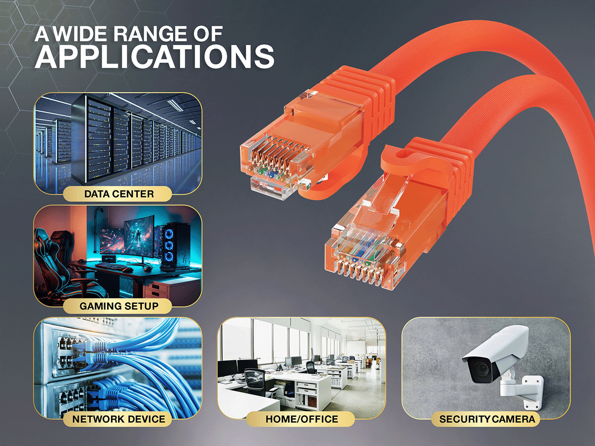 7ft Cat6a Ethernet Cable 10Gbps Snagless RJ45 for Gaming PS5 PC Router, Orange