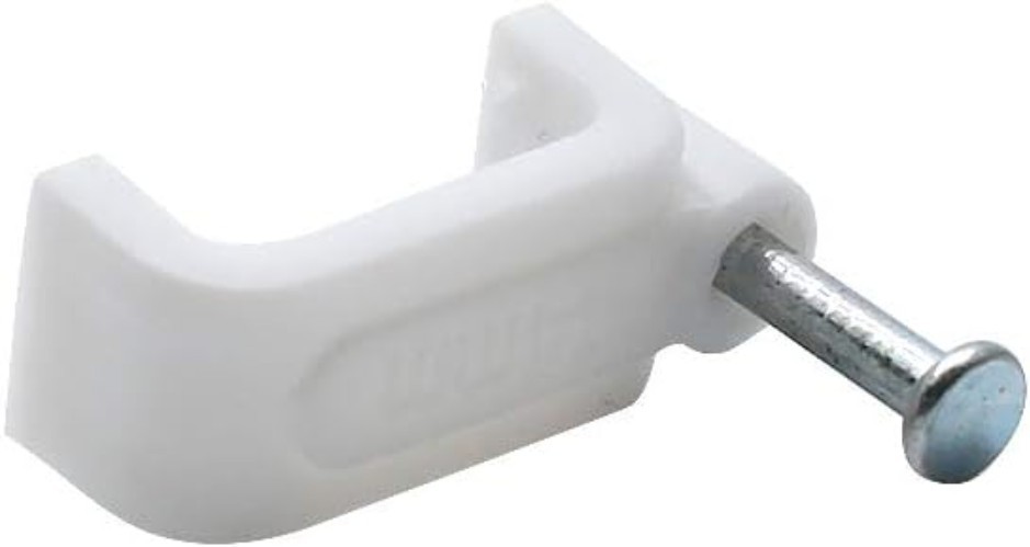 100 Pcs 14mm Flat Ethernet Cable Clips – Modern White Wire Management Solution