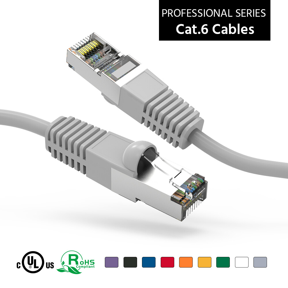 1Ft CAT6 Shielded (SSTP) Ethernet Network Booted Cable Gray