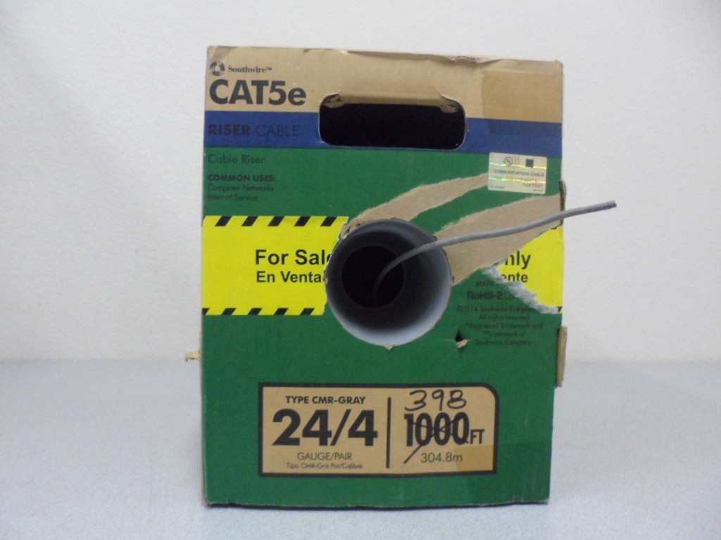 Southwire 398ft. 24/4 Solid CU CAT5e CMR Riser Data Cable in Gray 56917949