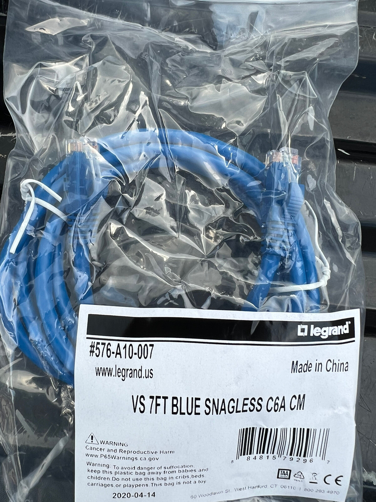 4 Lot Of Legrand 7Ft CAT6 Snagless Blue Ethernet Cable. 4 x 7ft Patch Cable